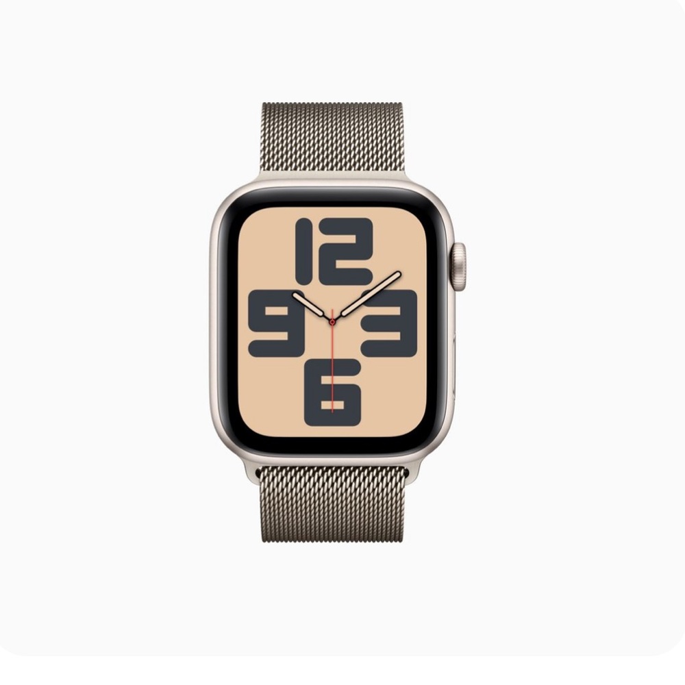 Apple Watch SE GPS, 40mm Starlight Aluminum Case with Gold Milanese Loop